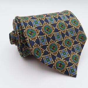 St Dupont Tie Silk Blue Green Yellow 3.5" Wide 58" Long Italy